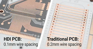 Microscopic Comparison Of Hdi Pcb And Traditional Pcb Trace Spacing