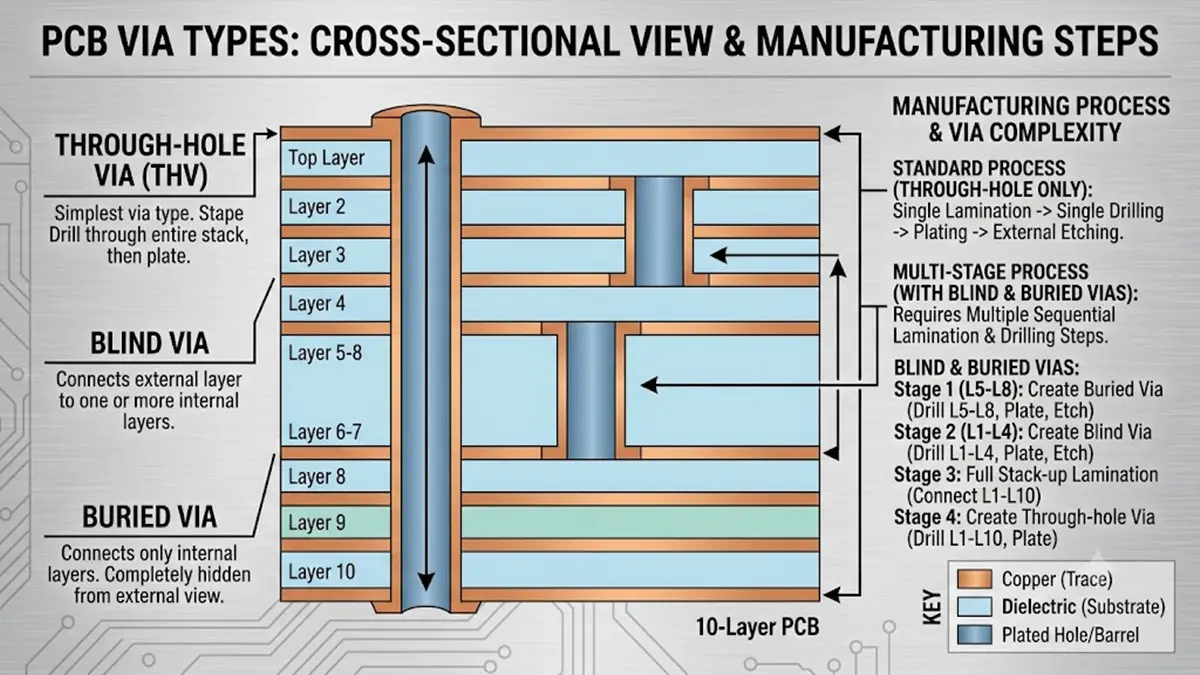 Microstructure Cross Section Of Pcb Via Types And Sequential Lamination Process