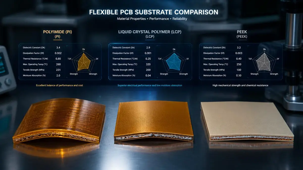 Flexible Pcb Substrate Comparison Pi Lcp Peek