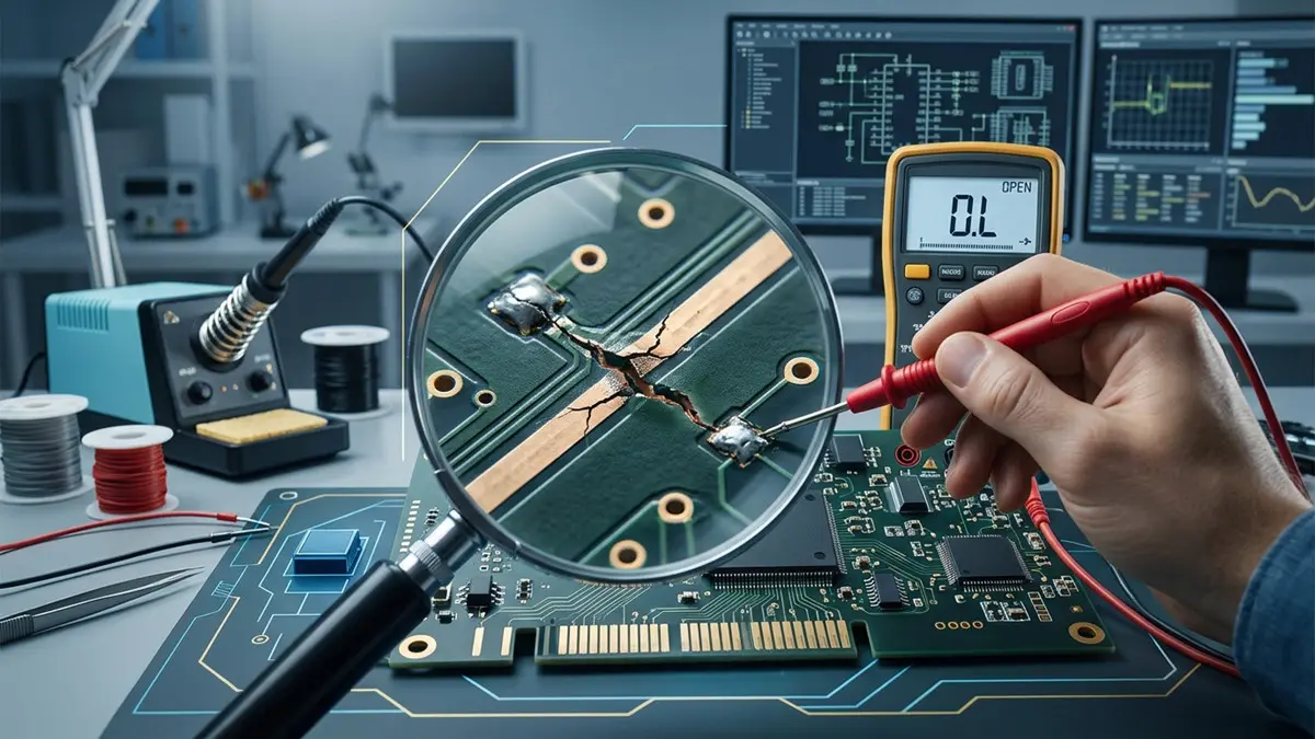 A visual infographic of PCB diagnostic, repair, and failure prevention