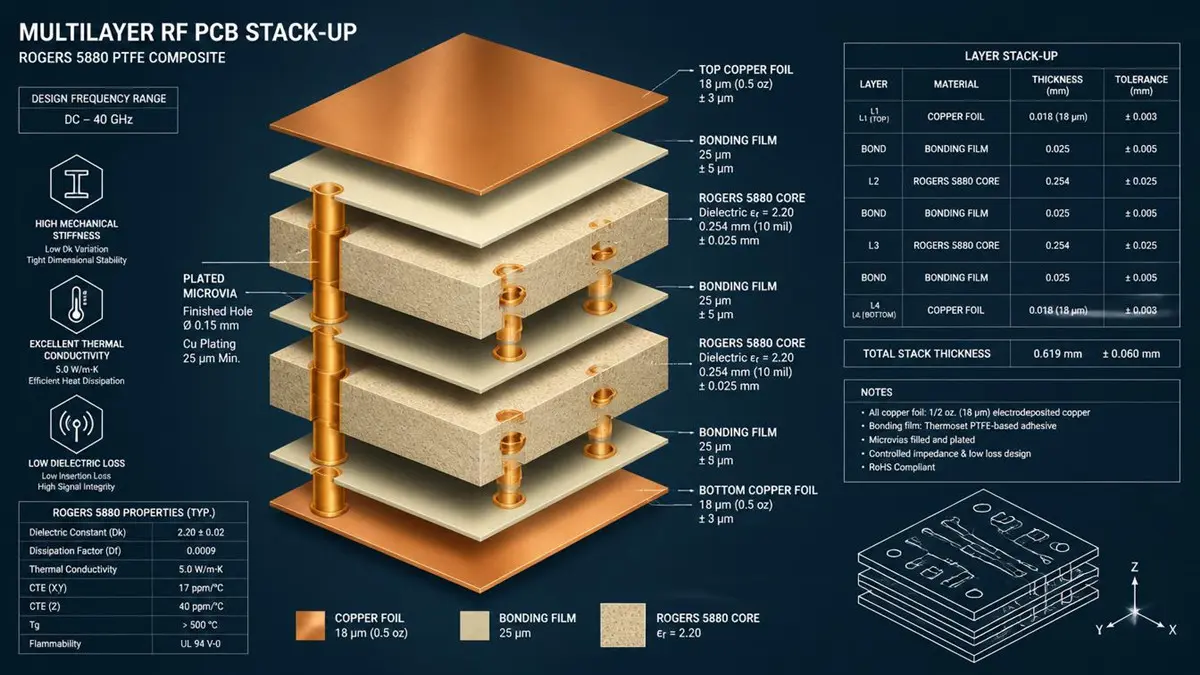 Rogers 5880 Multilayer Stackup Diagram