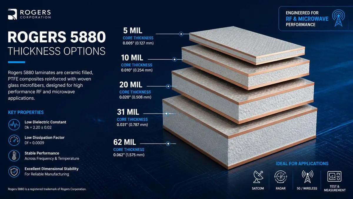 Rogers 5880 Thickness Options Stackup Chart